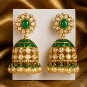 Emerald Enamel Jhumkas