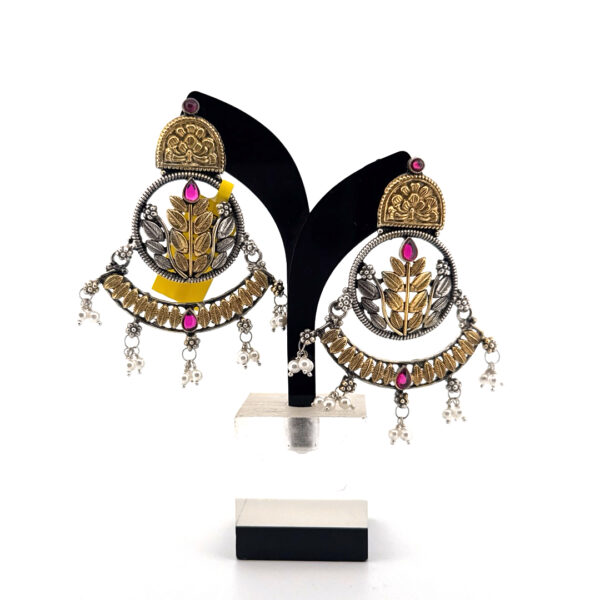 Royal Heritage Oxidised Jhumka Earrings - Image 3