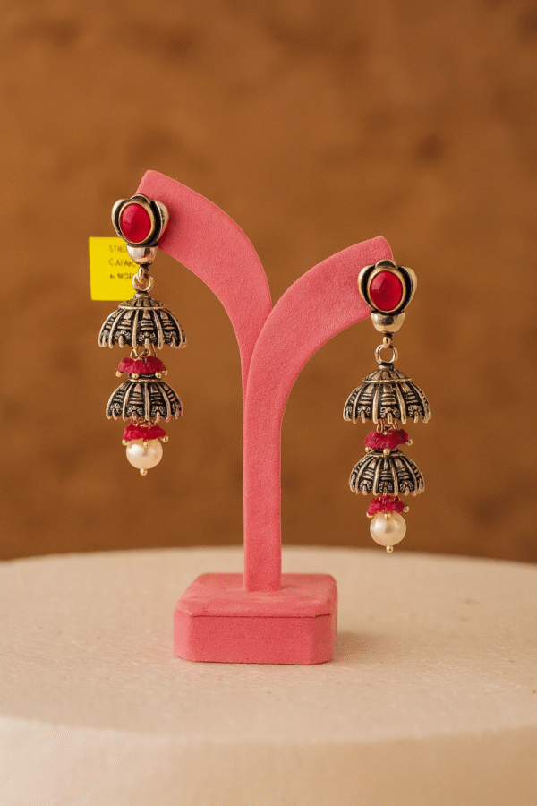 Ruby Dome Jhumkas