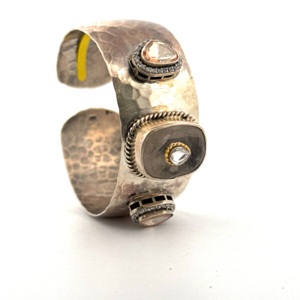 Rustic Polki Silver Cuff - Image 5