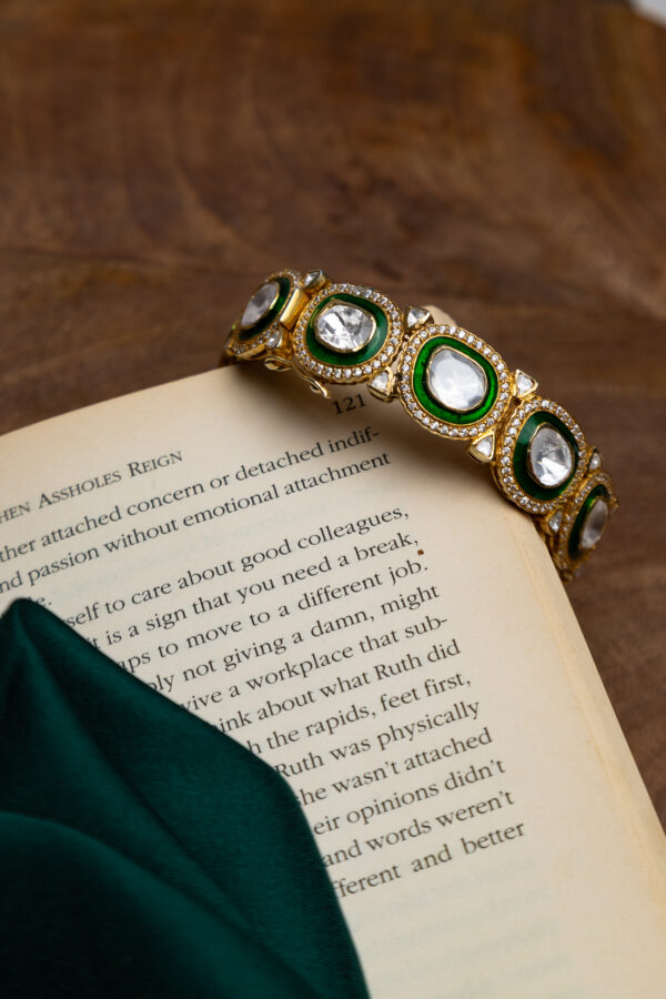Emerald Polki Heritage Bangle - Image 2