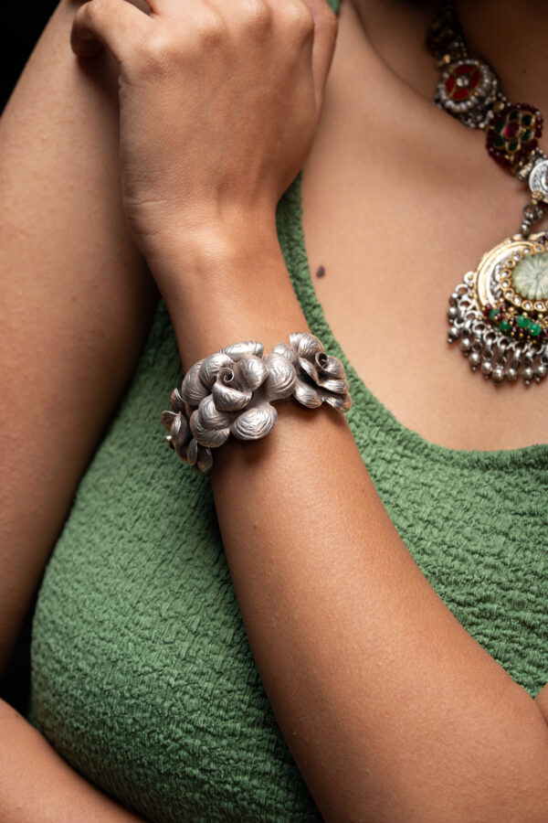 Silver floral Blossom Cuff - Image 3