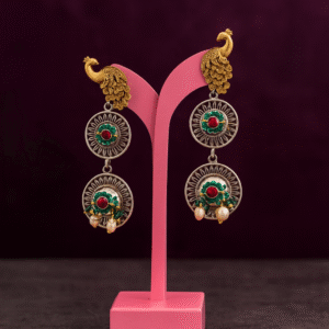 Peacock Grace Dual-Tone Earrings