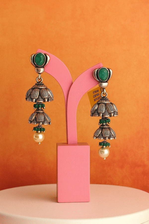 Emerald Bloom Jhumkas