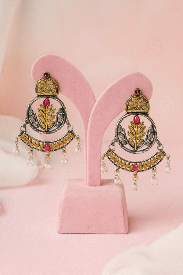 Royal Heritage Oxidised Jhumka Earrings - Image 4