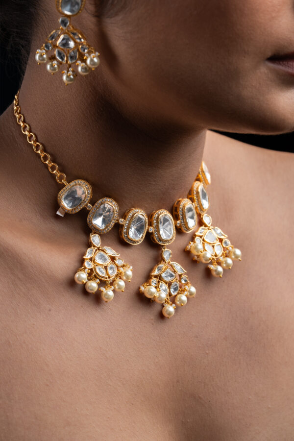Pearl Droplet Polki Choker - Image 4