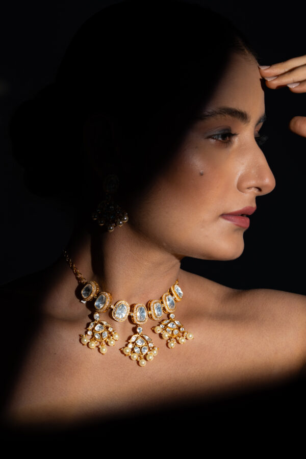 Pearl Droplet Polki Choker - Image 3