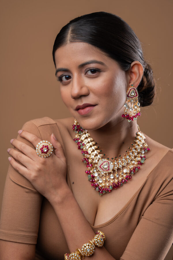 Mughal Radiance Polki Necklace - Image 6