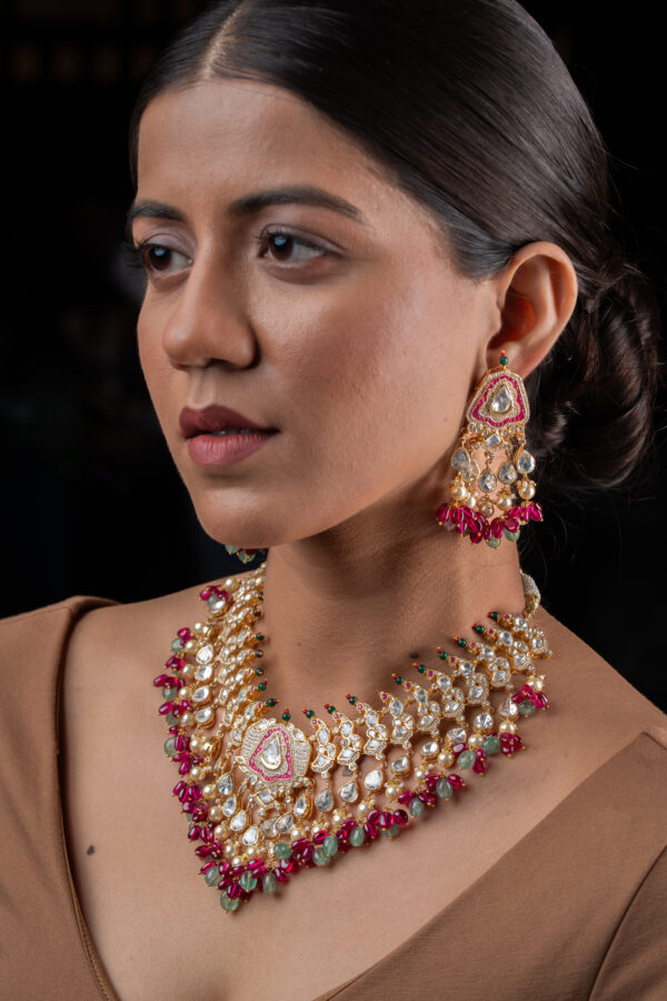 Mughal Radiance Polki Necklace - Image 3