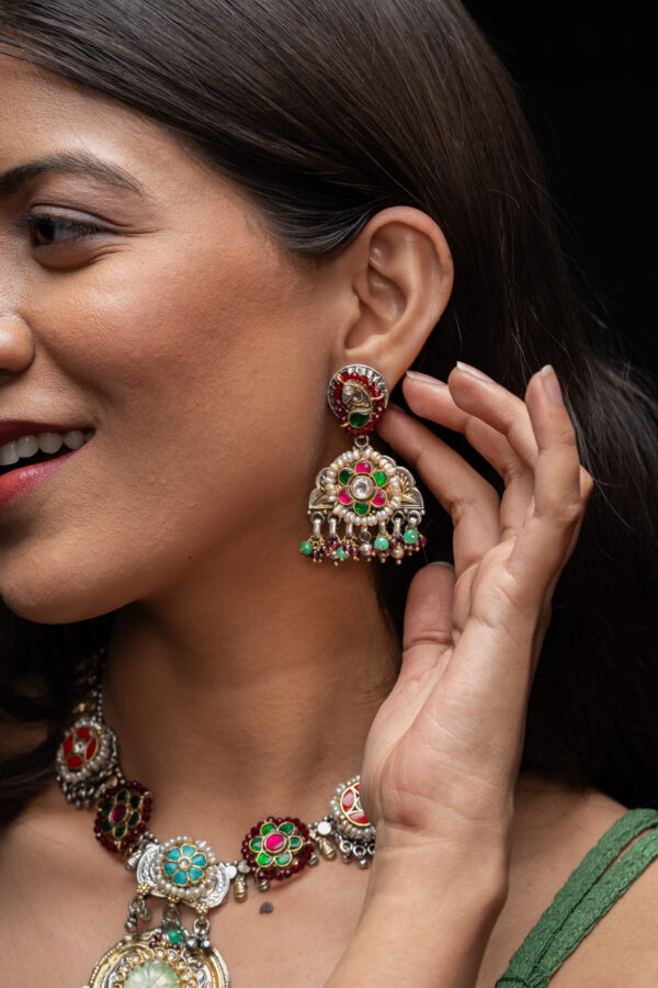 Rang Mahal Enamel Necklace Set - Image 3