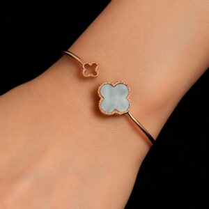 The Clover Grace Bangle in rose gold