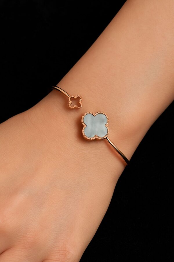 The Clover Grace Bangle in rose gold