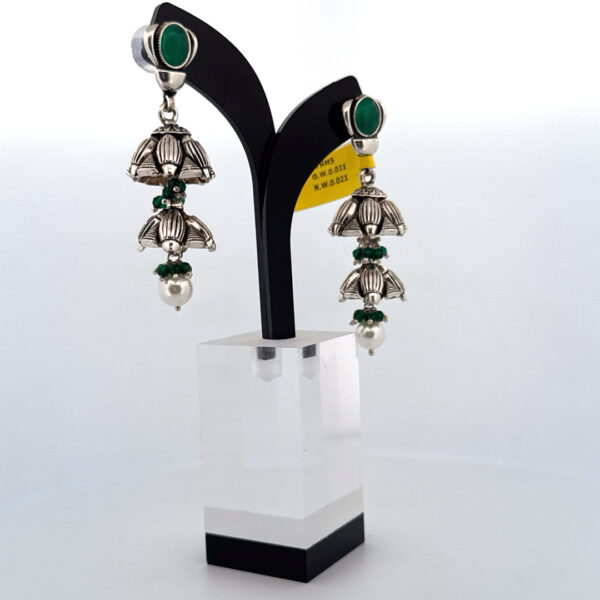 Emerald Bloom Jhumkas - Image 3
