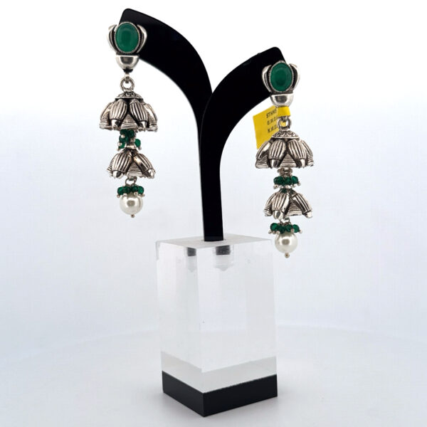 Emerald Bloom Jhumkas - Image 4