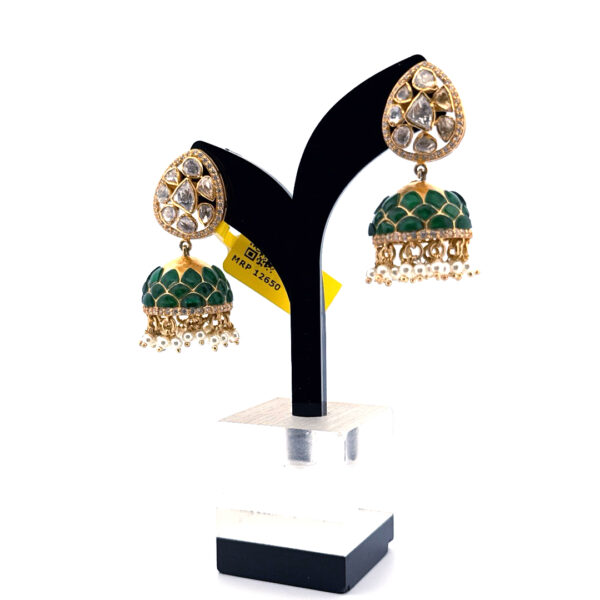 Emerald Royal Polki Jhumkas - Image 5